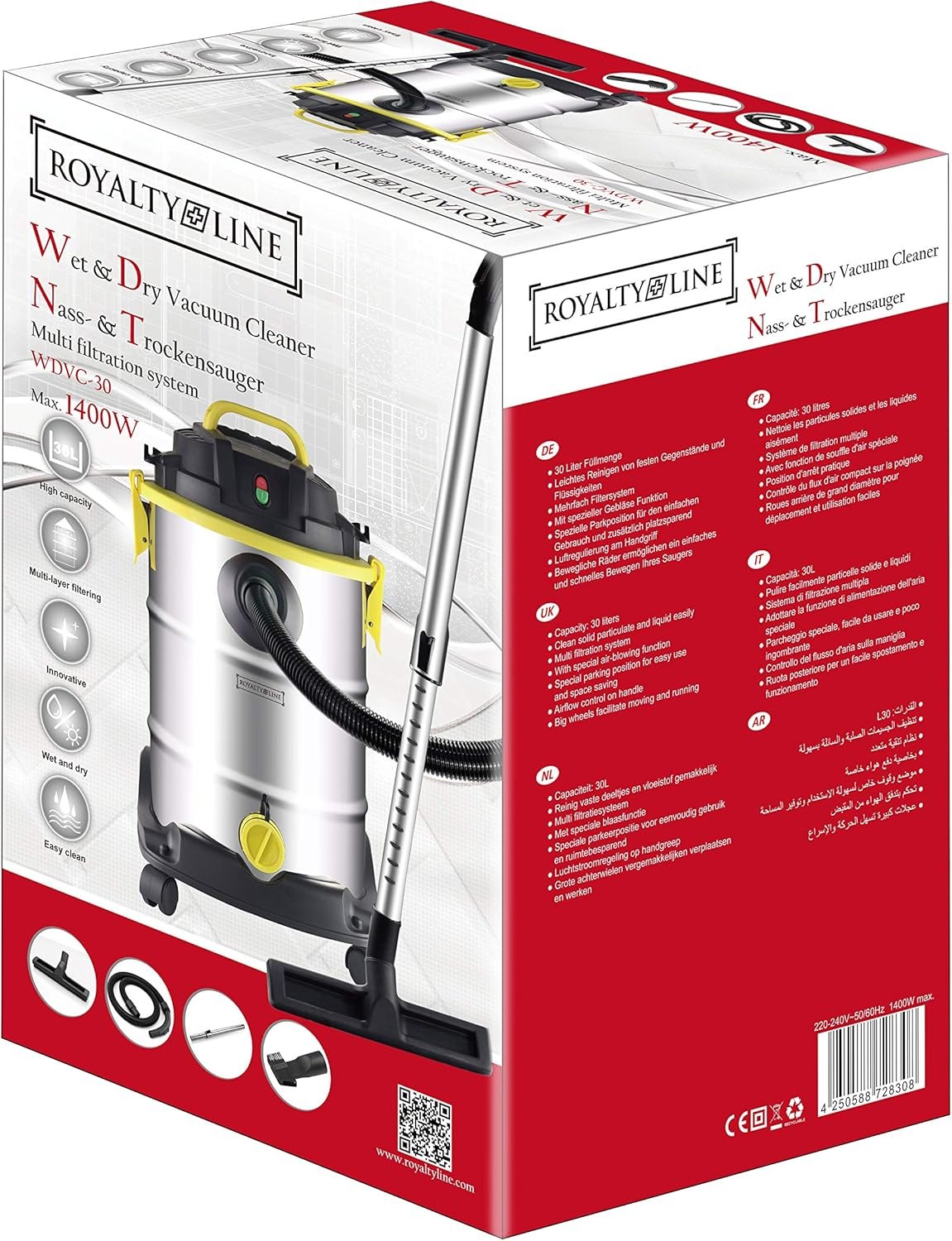 ODKURZACZ PRZEMYSŁOWY Royalty Line DO PRACY NA SUCHO I MOKRO EAN (GTIN) 4250588728308